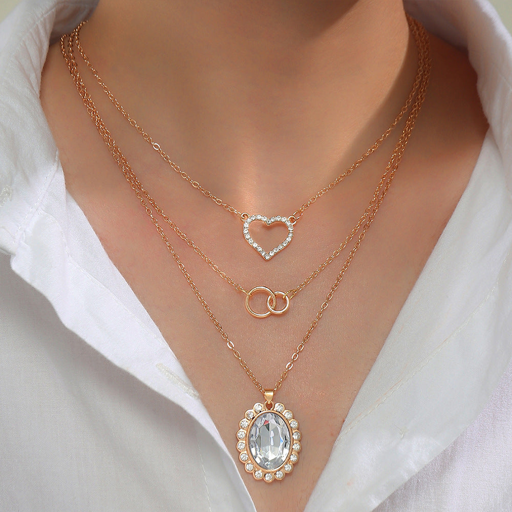 Wholesale Three-piece Diamond Butterfly Women's Necklace Metal